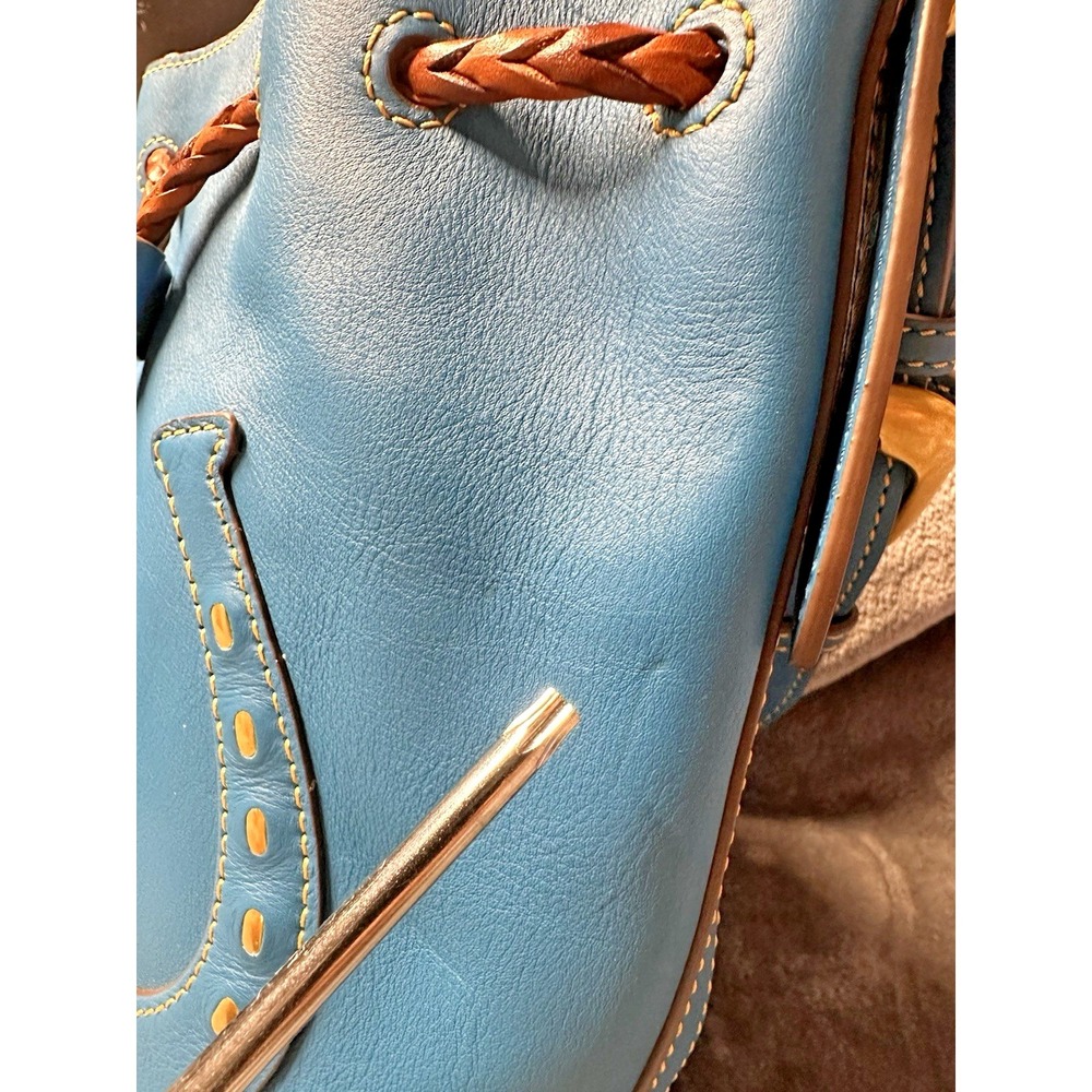 Dooney & Bourke Red Western Horseshoe Leather Drawstring Bag Bucket Cowgirl - Picture 10 of 13